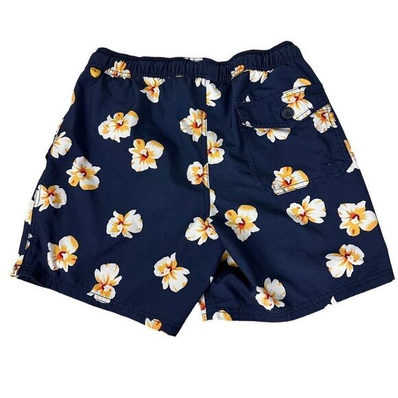 J. Crew Navy Tropical Floral Swim Trunks size Small - Picture 2 of 10